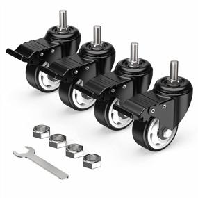 img 4 attached to Upgrade Your Furniture With HOLKIE 3-Inch Total Locking Stem Casters Set Of 4 – Heavy Duty Swivel Castors, Black