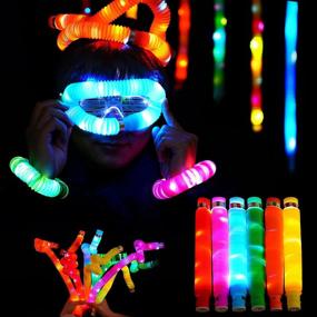 img 1 attached to 🎉 SCIONE Glow Sticks Party Favors for Kids: 12 Pack Light Up Pop Tubes Sensory Toy - Perfect Valentines Day Gift, Birthday Return Gift, Classroom Prize & Stocking Stuffers