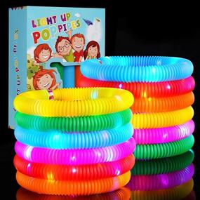 img 4 attached to 🎉 SCIONE Glow Sticks Party Favors for Kids: 12 Pack Light Up Pop Tubes Sensory Toy - Perfect Valentines Day Gift, Birthday Return Gift, Classroom Prize & Stocking Stuffers