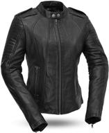 👩 first manufacturing womens biker leather scooter style motorcycle jacket in black (x-small) - stylish and protective gear for women bikers logo