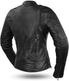 img 2 attached to 👩 First Manufacturing Womens Biker Leather Scooter Style Motorcycle Jacket in Black (X-Small) - Stylish and Protective Gear for Women Bikers