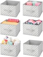 📦 mdesign soft fabric closet storage organizer bin box - kid's/toddler's bedroom, nursery, toy room - textured print - 6 pack - gray/white логотип