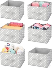 img 4 attached to 📦 mDesign Soft Fabric Closet Storage Organizer Bin Box - Kid's/Toddler's Bedroom, Nursery, Toy Room - Textured Print - 6 Pack - Gray/White