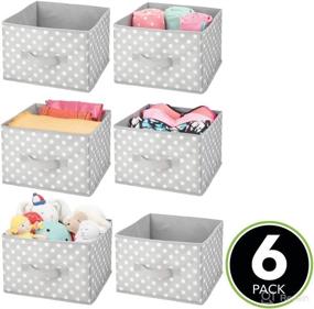 img 3 attached to 📦 mDesign Soft Fabric Closet Storage Organizer Bin Box - Kid's/Toddler's Bedroom, Nursery, Toy Room - Textured Print - 6 Pack - Gray/White