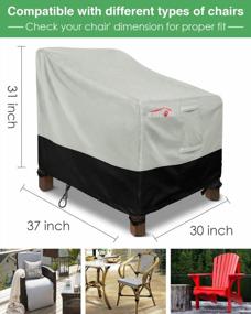 img 3 attached to Kikcoin Patio Chair Covers, Waterproof Outdoor Sofa Cover Standard 30" W X 37" D X 31" H, 600D Heavy Duty With 2 Air Vents For All Weather, Patio Furniture Covers (Grey, Black)