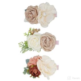 img 4 attached to 🌸 Set of 3 Girls Flower Hair Clips with Boutique Fully Lined Alligator, Floral Hair Barrettes for Baby Newborn Toddler