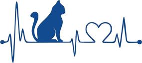 img 1 attached to JMM Industries Cat Heartbeat Vinyl Decal Sticker Car Window Bumper Premium Quality UV Resistant Die Cut (Blue