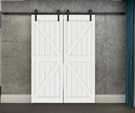 rustic black double sliding barn door hardware kit for closet or cabinet doors - 6.6ft track included - diyhd logo
