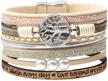 leather tree of life bracelet for women, christmas birthday jewelry gift for teens girls logo