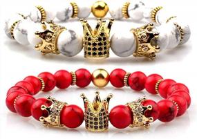 img 4 attached to King And Queen Imperial Crown Bead Bracelet Set - Luxury Couple Jewelry, Perfect Xmas Gift For Men And Women By GVUSMIL