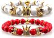 king and queen imperial crown bead bracelet set - luxury couple jewelry, perfect xmas gift for men and women by gvusmil logo