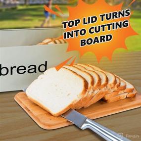 img 2 attached to 🍞 LifeSmart Bamboo Bread Box Cutting Board Set with Bonus Bread Knife and Toast Tongs - 12.5" x 6.5" x 4" - Premium Bread Accessories Included