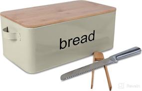 img 4 attached to 🍞 LifeSmart Bamboo Bread Box Cutting Board Set with Bonus Bread Knife and Toast Tongs - 12.5" x 6.5" x 4" - Premium Bread Accessories Included