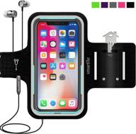 📱 smartlle arm phone holder for running, universal armband for iphone 13 12 11 pro/xr/xs/x/se/8/7/6s/6, samsung galaxy a/s/j, lg, moto, google pixel, up to 6.1’’, ideal for gym, sports, workout-black логотип