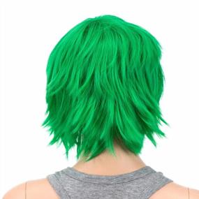 img 2 attached to Unisex Short Anime Cosplay Wig - Spiky Layered St Patricks Green