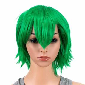 img 3 attached to Unisex Short Anime Cosplay Wig - Spiky Layered St Patricks Green