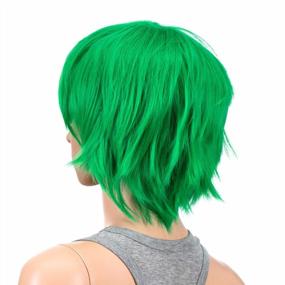 img 1 attached to Unisex Short Anime Cosplay Wig - Spiky Layered St Patricks Green