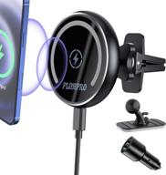 🔌 magnetic wireless car charger with 36w qc 3.0 fast charging for iphone 13/12 series - black logo