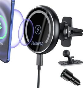 img 4 attached to 🔌 Magnetic Wireless Car Charger with 36W QC 3.0 Fast Charging for iPhone 13/12 Series - Black