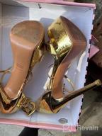 img 1 attached to LISHAN Women'S Sexy Gold Stiletto Heel Platform Open Toe Ankle Strap Sandals review by Wayne Burkett