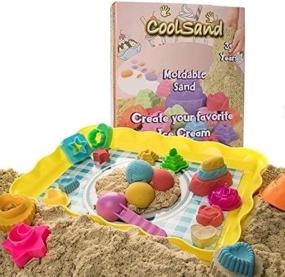 img 3 attached to Create Delicious Ice Cream Sandcastles With CoolSand Deluxe Kit - 2 Pounds Moldable Indoor Play Sand, Molds, Slicing Tool & Plastic Sandbox!