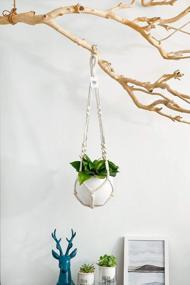 img 1 attached to POTEY 610102 Macrame Plant Hanger: Stylish Hanging Planter For Indoor And Outdoor Home Decor - Ivory, 35 Inch