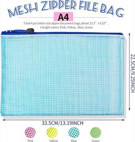 img 3 attached to Organize With Ease: 4 Pack Mesh Zipper Pouch Set For Documents, Board Games, And More