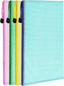 img 4 attached to Organize With Ease: 4 Pack Mesh Zipper Pouch Set For Documents, Board Games, And More
