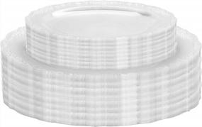 img 1 attached to Stylish And Elegant 80 Piece Combo Clear Plastic Party Plate Set - Heavy Duty Disposable China With Victorian Design - Perfect For Caterers And Special Occasions - BPA Free