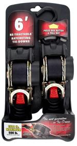 img 3 attached to 🔒 Erickson 34413 Pro Series Black 1" x 6' Retractable Ratcheting Tie-Down Strap, 1500 lb Load Capacity, (Pack of 2): Secure Your Cargo with Ease