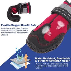 img 1 attached to 🐾 MORVIGIVE Reflective Outdoor Dog Shoes: All-Season Fleece Boots for Medium to Large Dogs - Paw Protector with Skid-Proof Sole & Double Straps