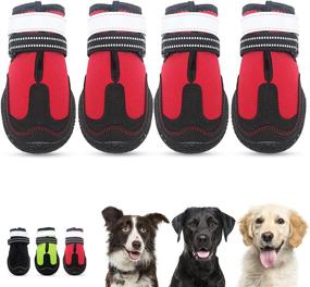 img 4 attached to 🐾 MORVIGIVE Reflective Outdoor Dog Shoes: All-Season Fleece Boots for Medium to Large Dogs - Paw Protector with Skid-Proof Sole & Double Straps