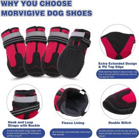 img 2 attached to 🐾 MORVIGIVE Reflective Outdoor Dog Shoes: All-Season Fleece Boots for Medium to Large Dogs - Paw Protector with Skid-Proof Sole & Double Straps