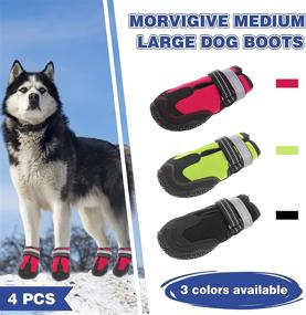 img 3 attached to 🐾 MORVIGIVE Reflective Outdoor Dog Shoes: All-Season Fleece Boots for Medium to Large Dogs - Paw Protector with Skid-Proof Sole & Double Straps