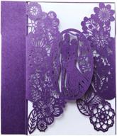 40 pack laser cut wedding invitations with blank printable papers & envelopes - purple logo