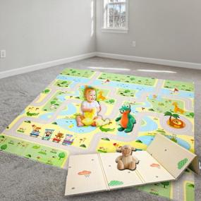 img 4 attached to Large Reversible Non-Toxic Baby Crawling Mat - Foldable Foam Play Mat With Waterproof Coating For Infants And Toddlers, Thicker And Safer For Playtime