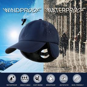 img 3 attached to Waterproof Winter Baseball Cap With Earflaps And Fleece Lining For Women And Men - Ideal For Outdoor Adventures, Adjustable Fit