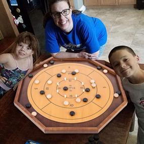 img 1 attached to GAMELAND Crokinole And Checkers Tournament Size Crokinole Board Crokinole Kit Includes 26 Discs And Game Board Classic Board Game For Families And Friends - 30 Inch