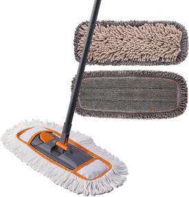 img 4 attached to 🧹 CLEANHOME 3-in-1 Mop Set: Floor Cleaning with Washable Pads, Extendable 55” Long Handle. Ideal Multifunction Dust Mop for Hardwood, Marble & Tile Floors