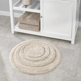 img 3 attached to Light Beige Microfiber Non-Slip Round Spa Mat, Plush Water Absorbent Accent Rug For Bathroom Vanity, Bathtub/Shower - Machine Washable Concentric Circle Design By MDesign Soft