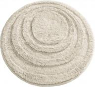 light beige microfiber non-slip round spa mat, plush water absorbent accent rug for bathroom vanity, bathtub/shower - machine washable concentric circle design by mdesign soft logo
