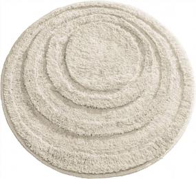 img 4 attached to Light Beige Microfiber Non-Slip Round Spa Mat, Plush Water Absorbent Accent Rug For Bathroom Vanity, Bathtub/Shower - Machine Washable Concentric Circle Design By MDesign Soft