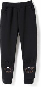 img 3 attached to Спортивные штаны IRELIA для девочек: флисовые джоггеры с принтом для комфорта и стиля