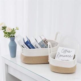 img 3 attached to 🧺 UBBCARE Cotton Rope Storage Baskets: Organize & Decorate with These Woven Bins for Clothes, Toys, Makeup, Books - Set of 3