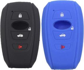 img 4 attached to 🔑 Btopars Silicone Key Fob Skin Cover Case Protector for Subaru Crosstrek STI WRX 2019-2022, Forester, Ascent, Impreza, Legacy, Outback - Black Blue (2Pcs)