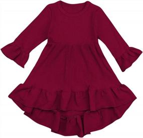 img 4 attached to Bilison Toddler Baby Girl Clothes Long Sleeve Flare Solid Color Lrregular Sundress Party Princess Dress