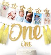 1st birthday gold glitter decorations логотип