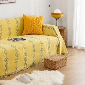 img 1 attached to ROOMLIFE Sofa Cover Sectional Couch Covers For 3 Cushion Couch,Soft Comfy Chenille Sofa Covers For Living Room Sofa Slipcover Pet Couch Protector Couch Cover For Dogs Kids(Yellow,71"X134")