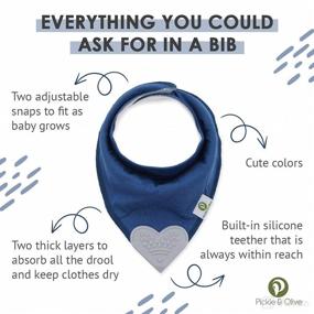 img 3 attached to 👶 Practical and Stylish Baby Bandana Teething Bibs with Attached Silicone Teether - Set Of 4 in Solid Blues