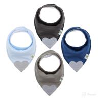 👶 practical and stylish baby bandana teething bibs with attached silicone teether - set of 4 in solid blues logo